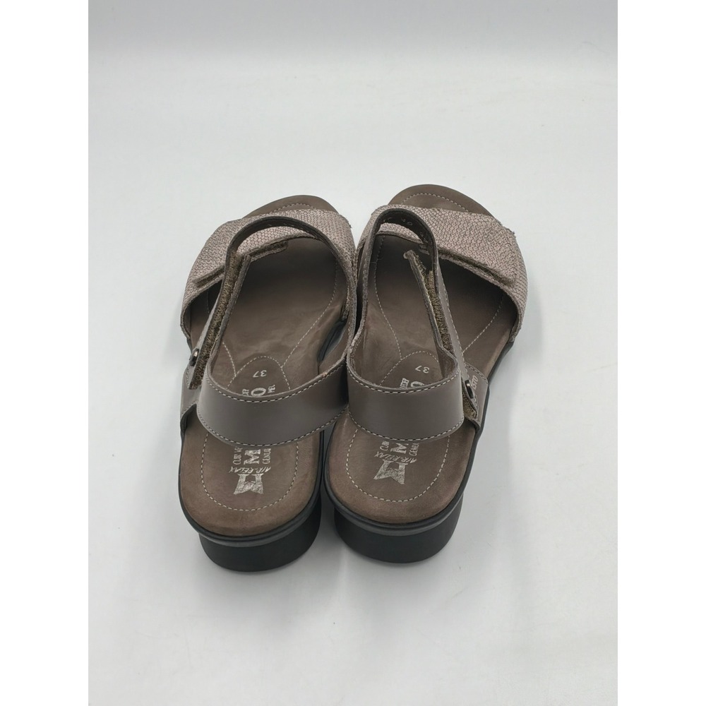Mephisto Wedge Sandals Womens 37 Brown Snake Print Leather Comfort Strap - Picture 8 of 9